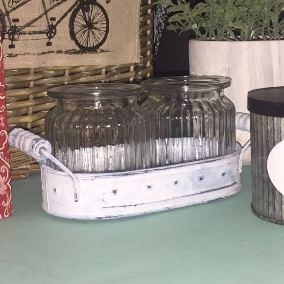 Clove Sage Kitchen Other - Vintage Farmhouse Metal tray w/jars Clearance